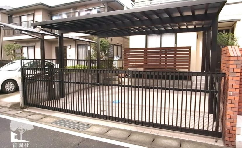 高崎市　カーポート　跳ね上げ門扉
